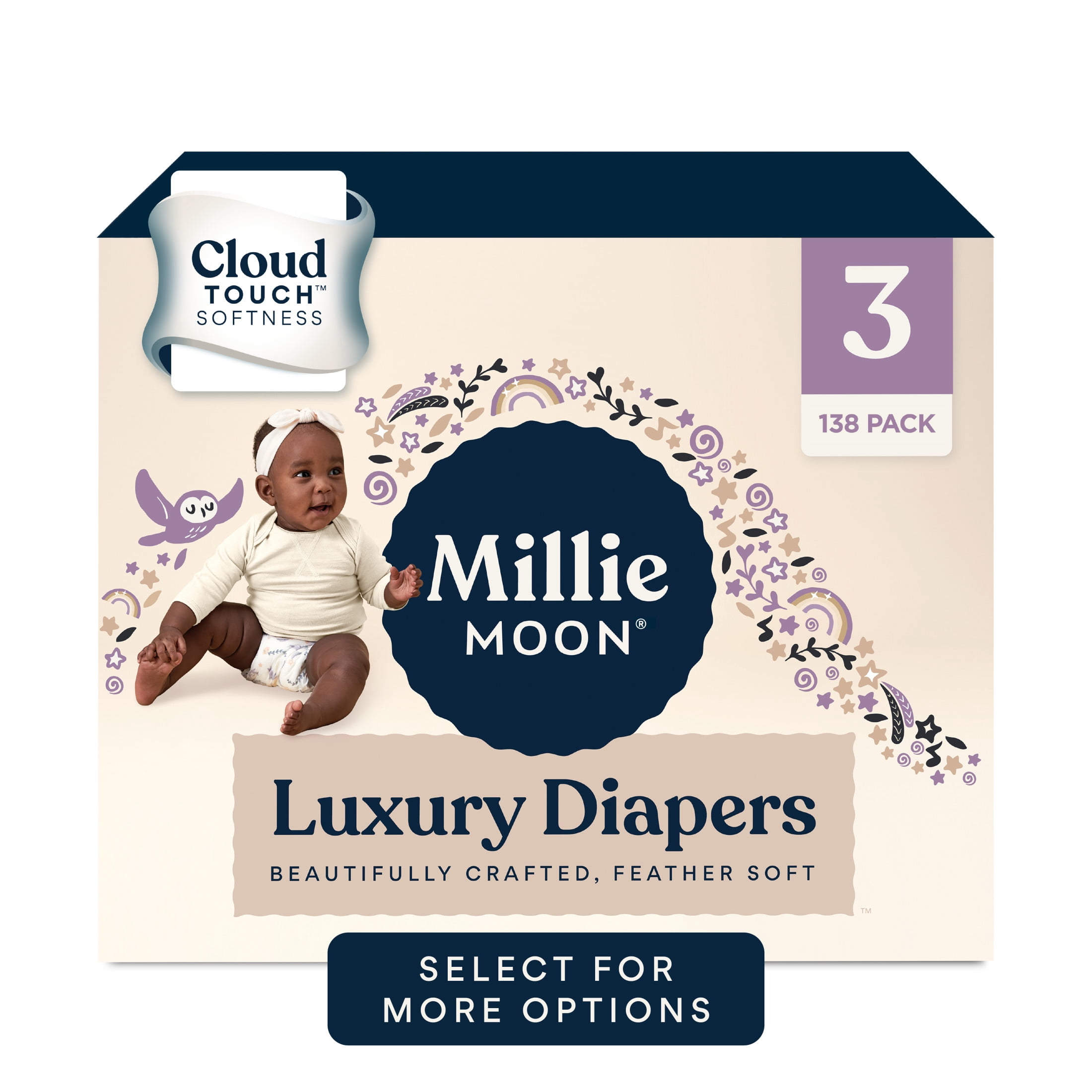 Millie Moon Luxury Diapers, Size 3, 138 Count (Select for More Options)