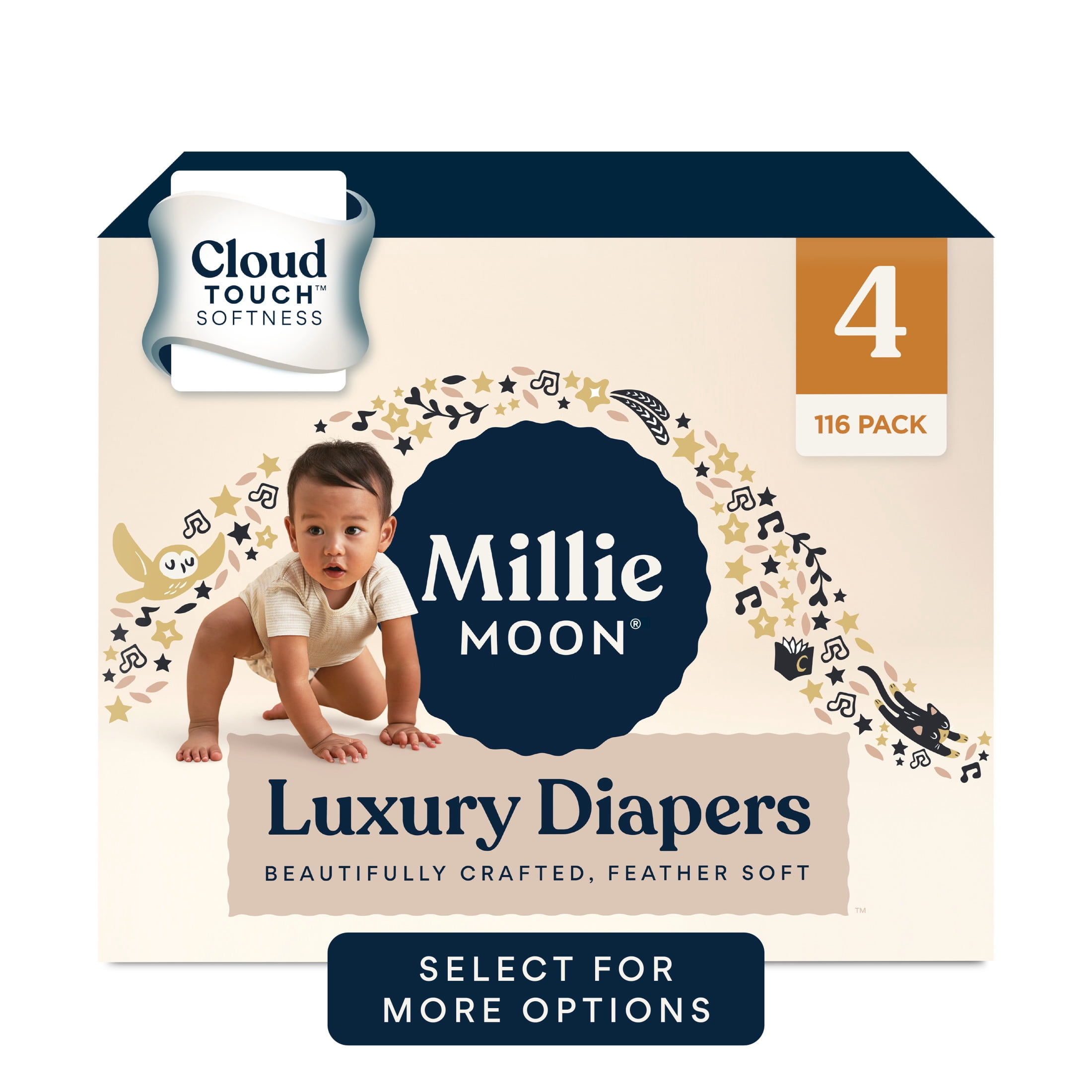Millie Moon Luxury Diapers, Size 4, 116 Count (Select for More Options)