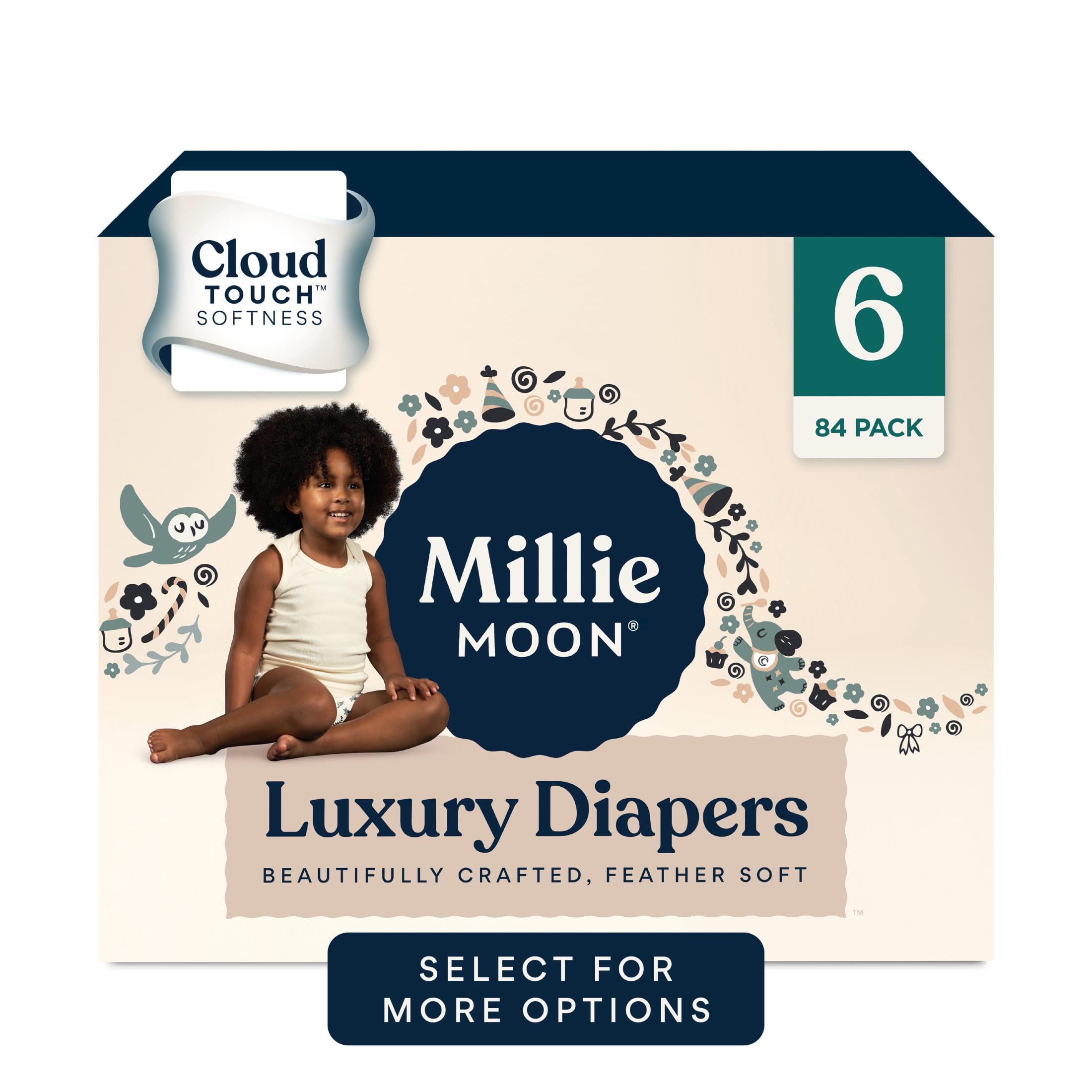Millie Moon Luxury Diapers, Size 6, 84 Count (Select for More Options)