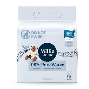 Millie Moon 99% Pure Water Baby Wipes, 216 Count (Select for More Options)