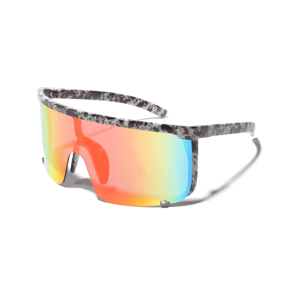 MILO Oversized Splatter UV400 Retro Vintage Flat Top Mirrored Mens Womens Sunglasses