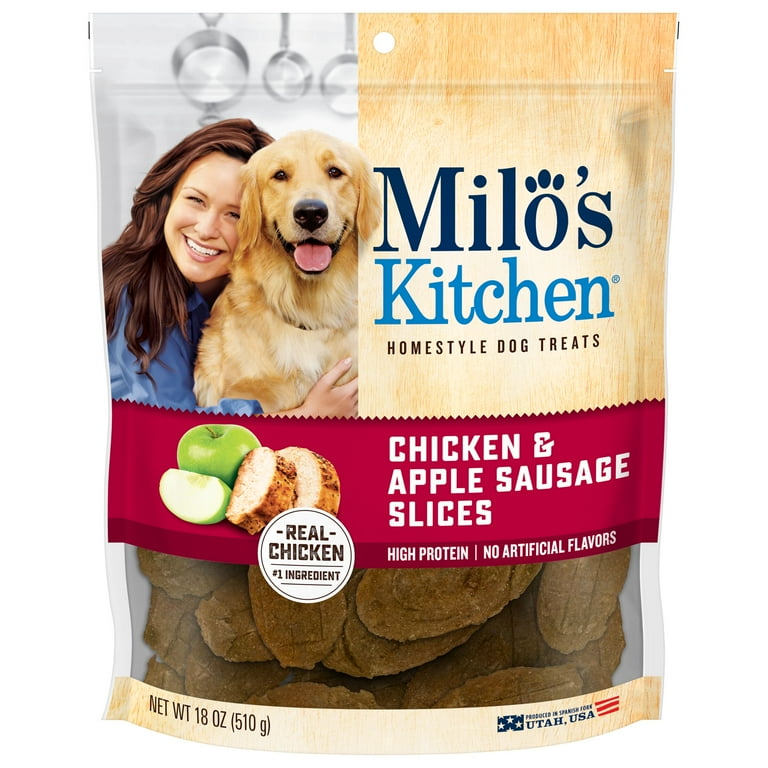 Milo s Kitchen Chicken Apple Sausage Slices Dog Treats 18 Ounce Walmart