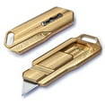 thumbnail image 1 of MILSPIN Magnus Brass Utility Knife | Box Cutter | EDC Utility Blade | Utility Knives | Retractable Razor Blade | EDC Knife | Includes 5 Blades | Veteran Made in the USA, 1 of 3