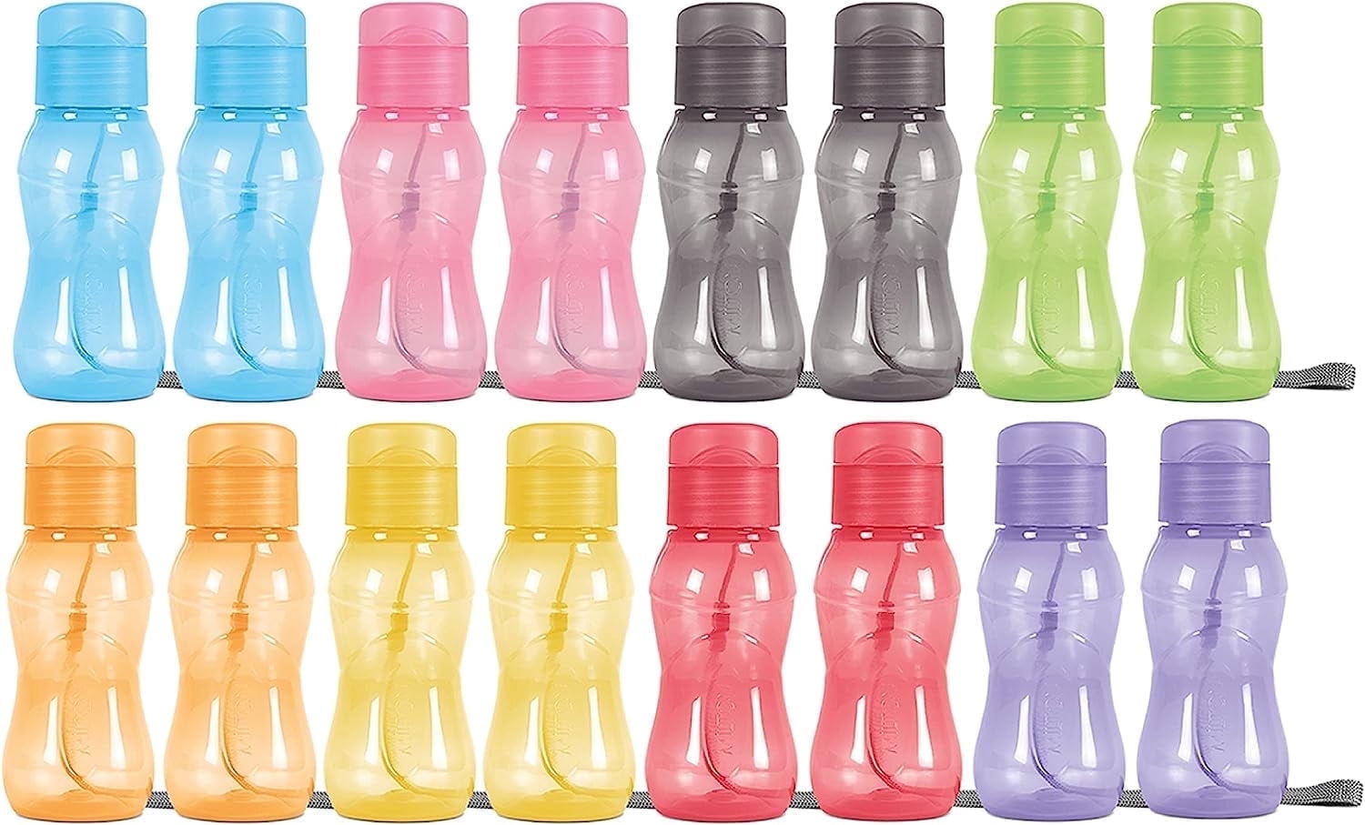 MILTON 16 Pack Reusable 6 oz Leakproof Water Bottles w/ Easy Carry Strap