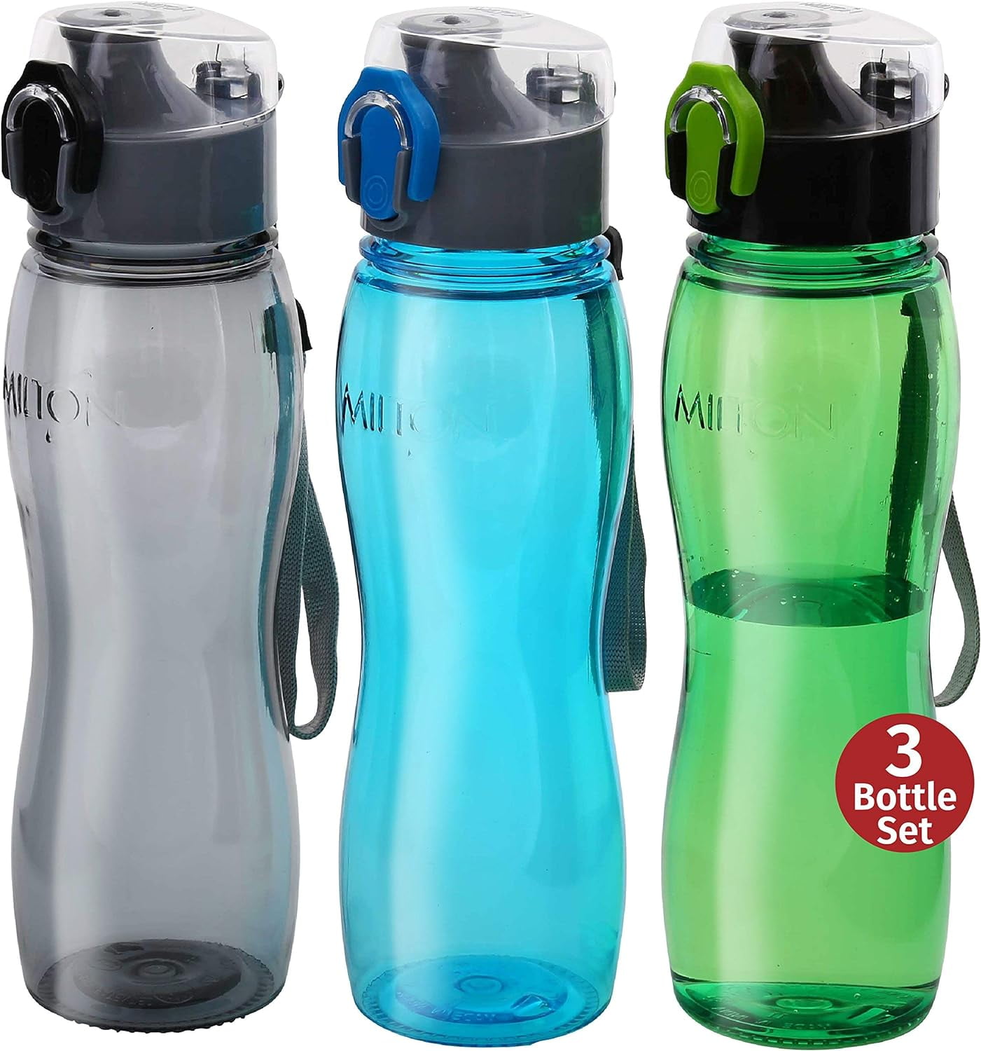 MILTON 3-Pc Tritan Sport Water Bottle Pack 25 Oz Plastic Bottles with Caps