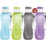 MILTON 4-Pc Reusable Water Bottles Bulk Pack 25 Oz Plastic Bottles with Caps