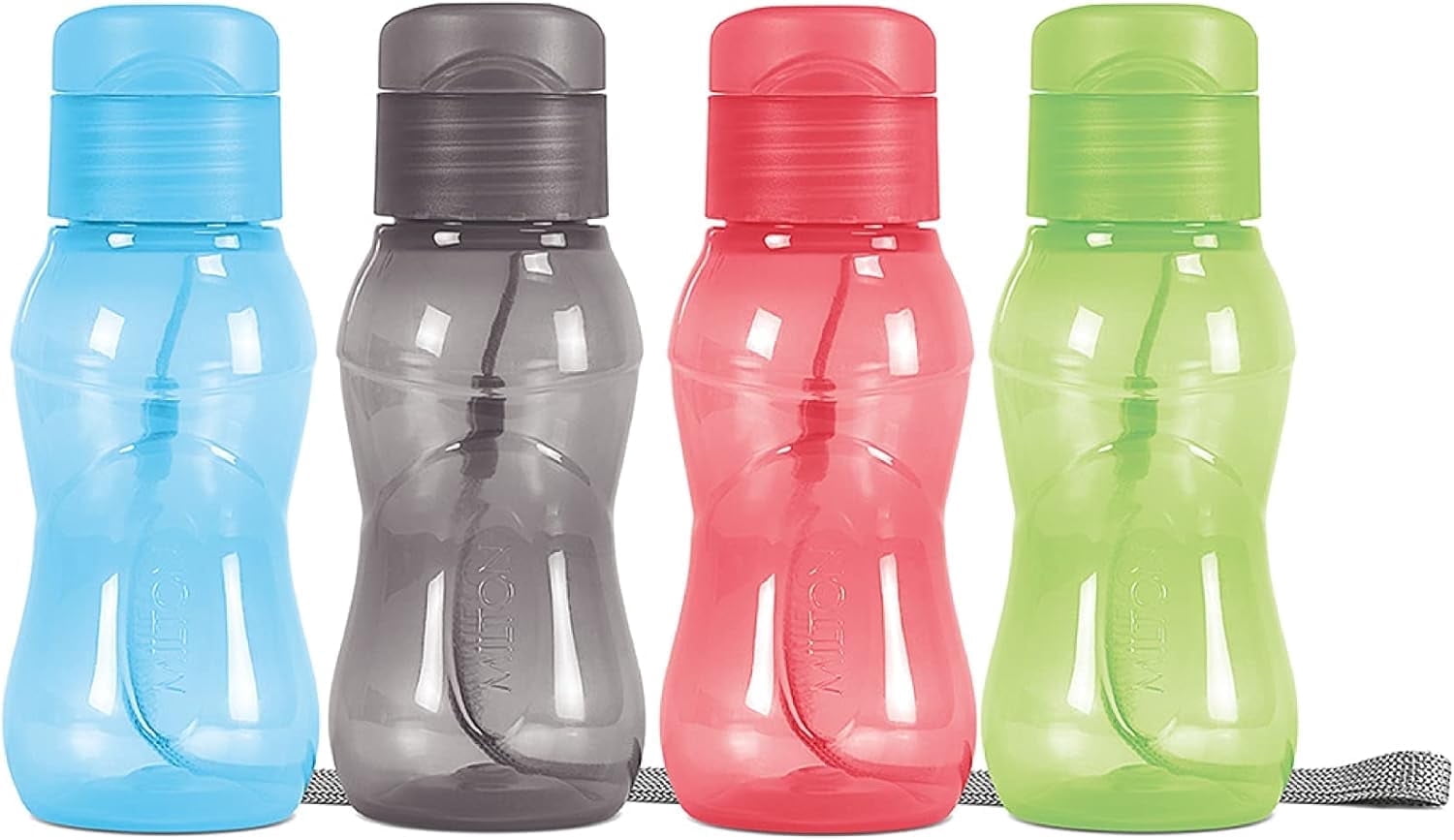 MILTON 4 Pack Reusable 6 oz Leakproof Water Bottles w/ Easy Carry Strap
