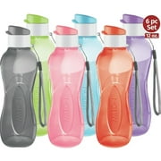 MILTON 6-Pc Reusable Water Bottles Bulk Pack 12 Oz Plastic Bottles with Caps, Multicolor