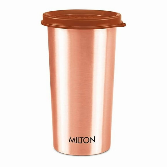 MILTON Copper Drinking Water Tumbler with Lid, 1 Piece, 480 ml, Copper