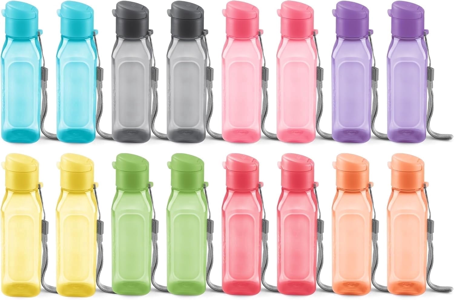MILTON 16 Pack 10oz Reusable Water Bottles with Carry Strap – Multicolor