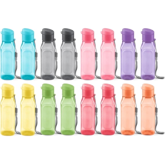 MILTON 16 Pack 10oz Reusable Water Bottles with Carry Strap – Multicolor