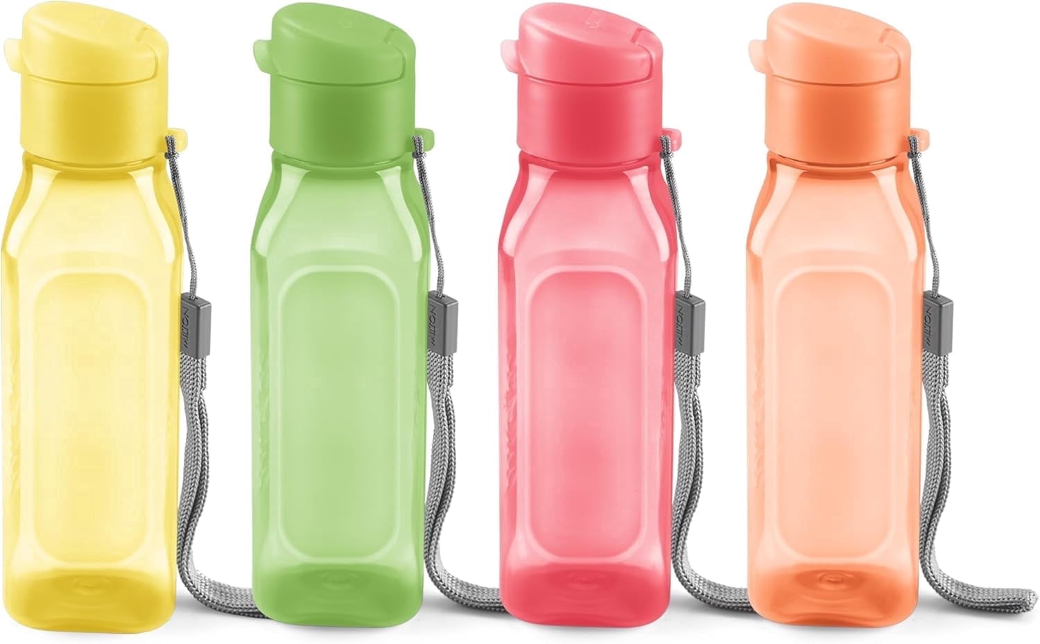 MILTON 4 Pack 10oz Reusable Water Bottles with Carry Strap – bright