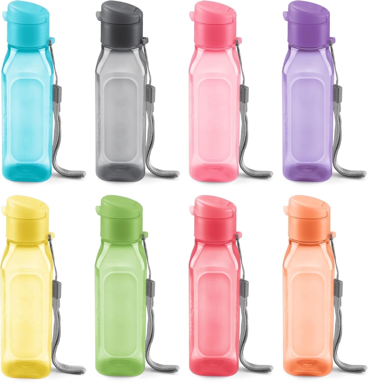 MILTON 8 Pack 10oz Reusable Water Bottles with Carry Strap – Multicolor
