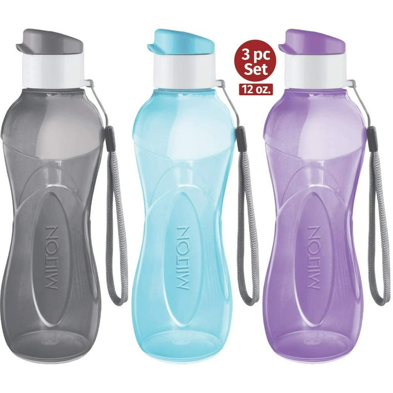 MILTON Water Bottle Kids Reusable Leakproof 12 Oz Plastic Wide Mouth Large  Big Drink Bottle BPA & Leak Free with Handle Strap Carrier for Cycling Camping  Hiking Gym Yoga - Bright Colors