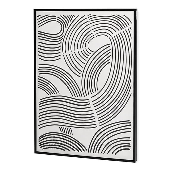 Miluhome Framed Canvas Wall Art, Minimalism Abstract Black Line Plastic Hose Wall Art 28x20'' Living Room Bedroom Office Decorations