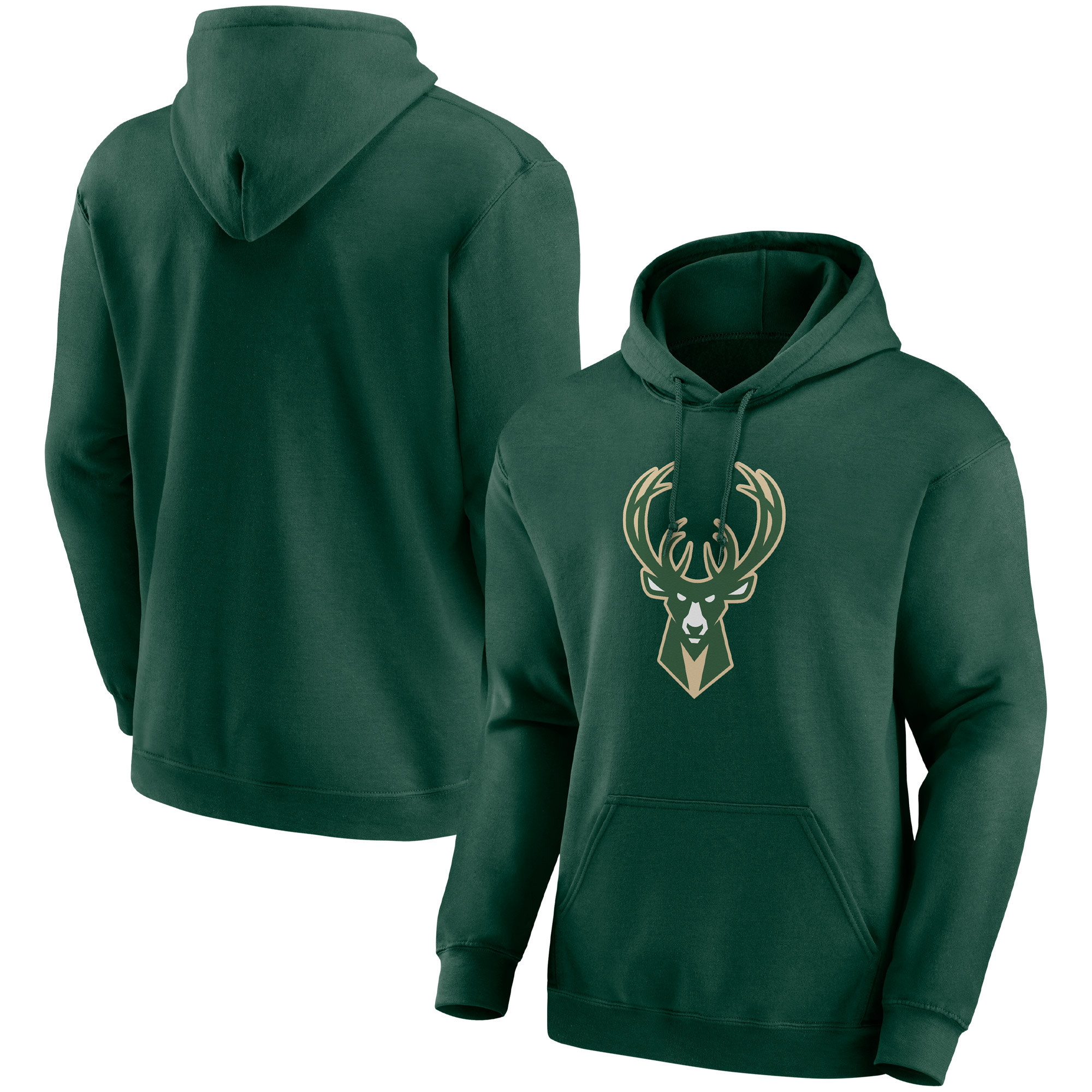 Men's Fanatics Branded Hunter Green Milwaukee Bucks Pullover Hoodie
