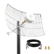 Outdoor 4G 5G LTE Directional Parabolic Grid Antenna Kit, 698-6000MHz MIMO Cellular Antenna with 2 x 15m Cables and TS9 Adapters
