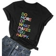 thumbnail image 1 of MIMOORN Womens Fun Happy Graphic Tees Summer Cute Letter Printed T-Shirts, 1 of 3