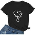 thumbnail image 1 of MIMOORN Womens V Neck Faith Print Summer Casual T-Shirt Short Sleeve Tees Tops, 1 of 3