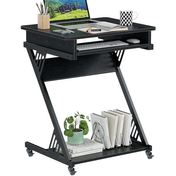Computer Printing Small MIN EN WIN 24 inch Mobile Small Computer Desk with Wheels and Keyboard ...