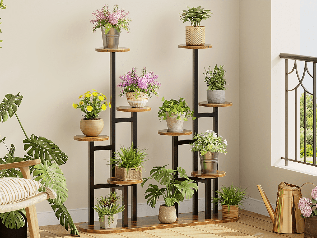 MIN EN WIN Multi-Layer 11-Potted Plant Rack, Indoor Tall Flower Rack ...