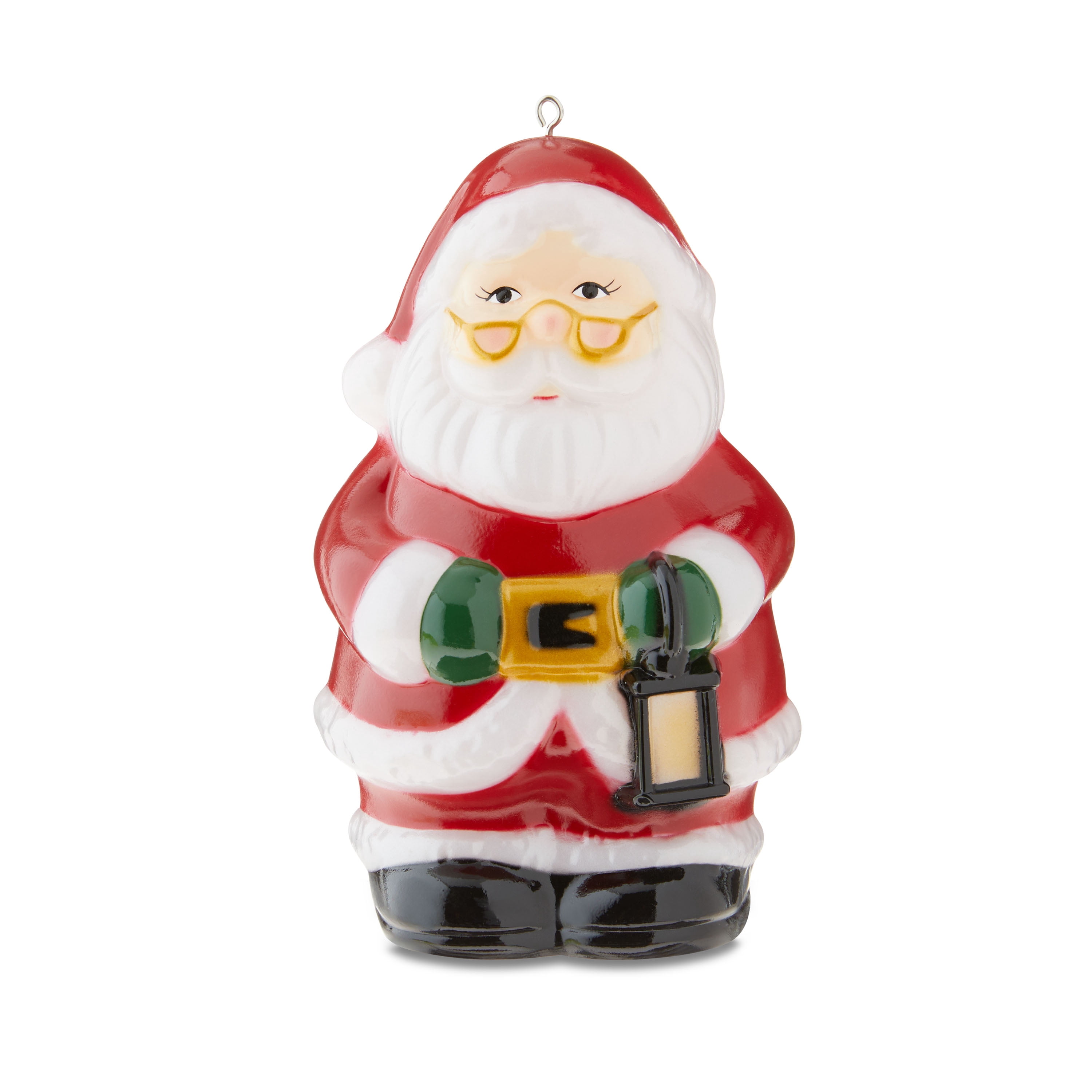 Mr. Christmas 5-inch Mini Lit Blow Mold Santa Ornament, Red