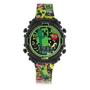 MIN4212WM Minecraft Kids Contrast Colored Case Flashing Lights LCD Watch with Printed Strap