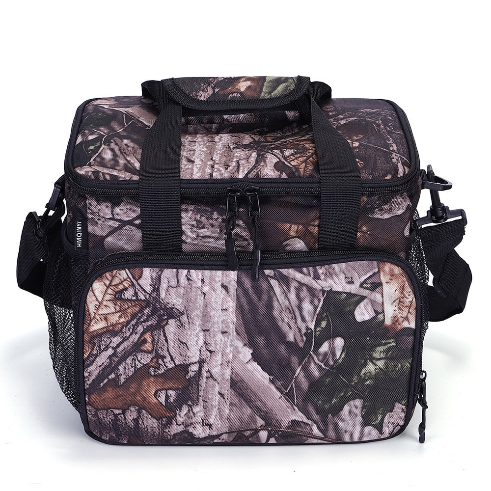 Pofolia Dual Compartment Lunch Bag - 14L Insulated, Leakproof, Holds 18 Cans, Expandable (Burgundy)