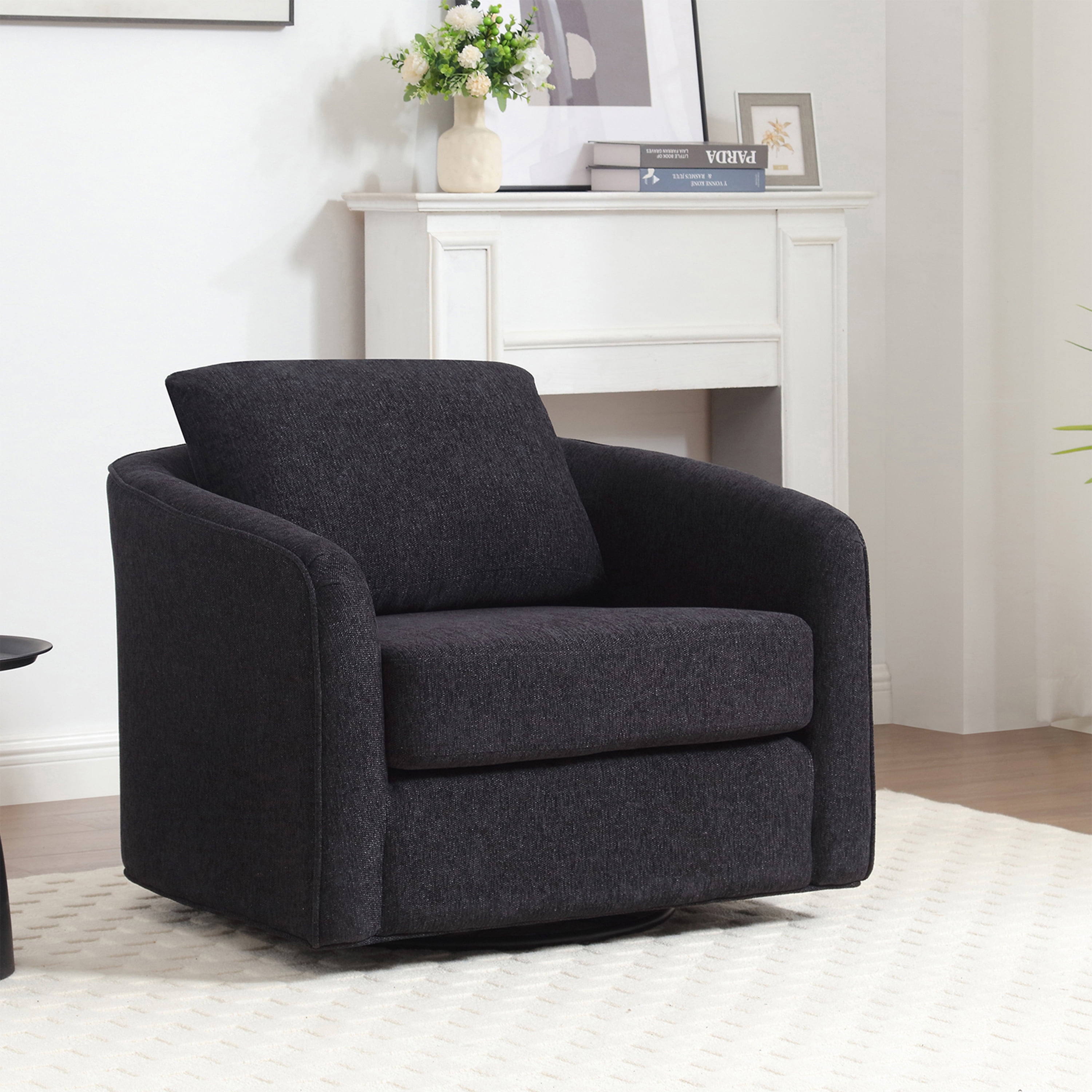 MINCETA Modern Accent Armchair - Gray PU Leather Upholstered Chair For Living Room, Bedroom, Or Office - View #8