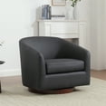 thumbnail image 1 of MINCETA Accent Chairs,Oversized 360 Swivel Barrel Chairs(Seat Area:23.6"D x 24.4"W),Modern Boucle Armchair with Wood Base for Living Room and Bedroom,PU Leather in Dark Gray, 1 of 4