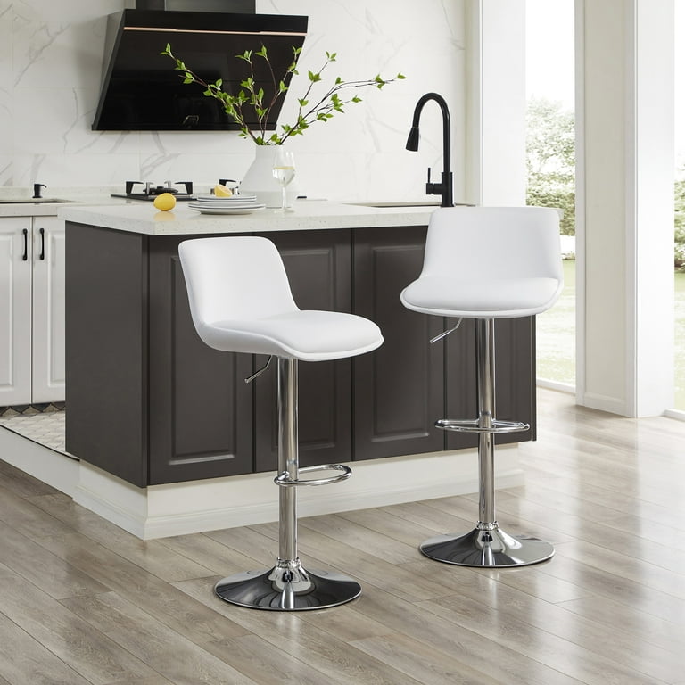 MINCETA Bar Stools 18.9 Seat Width Modern Upholstered Swivel Stool with Back for Bar and Counter Height Adjustable Height 24 to 34
