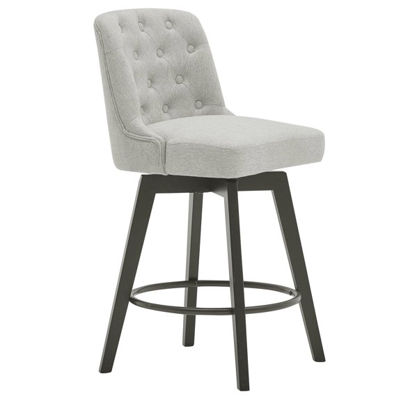 MINCETA Bar Stools,30" 360 Free Swivel Upholstered Bar Stool with Back-Performance Fabric in Beige Gray