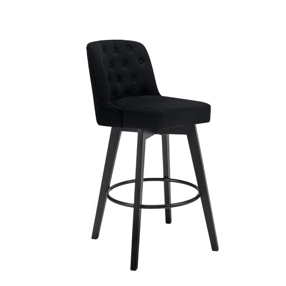 MINCETA Bar Stools,30" 360 Free Swivel Upholstered Bar Stool with Back-Performance Fabric in Black