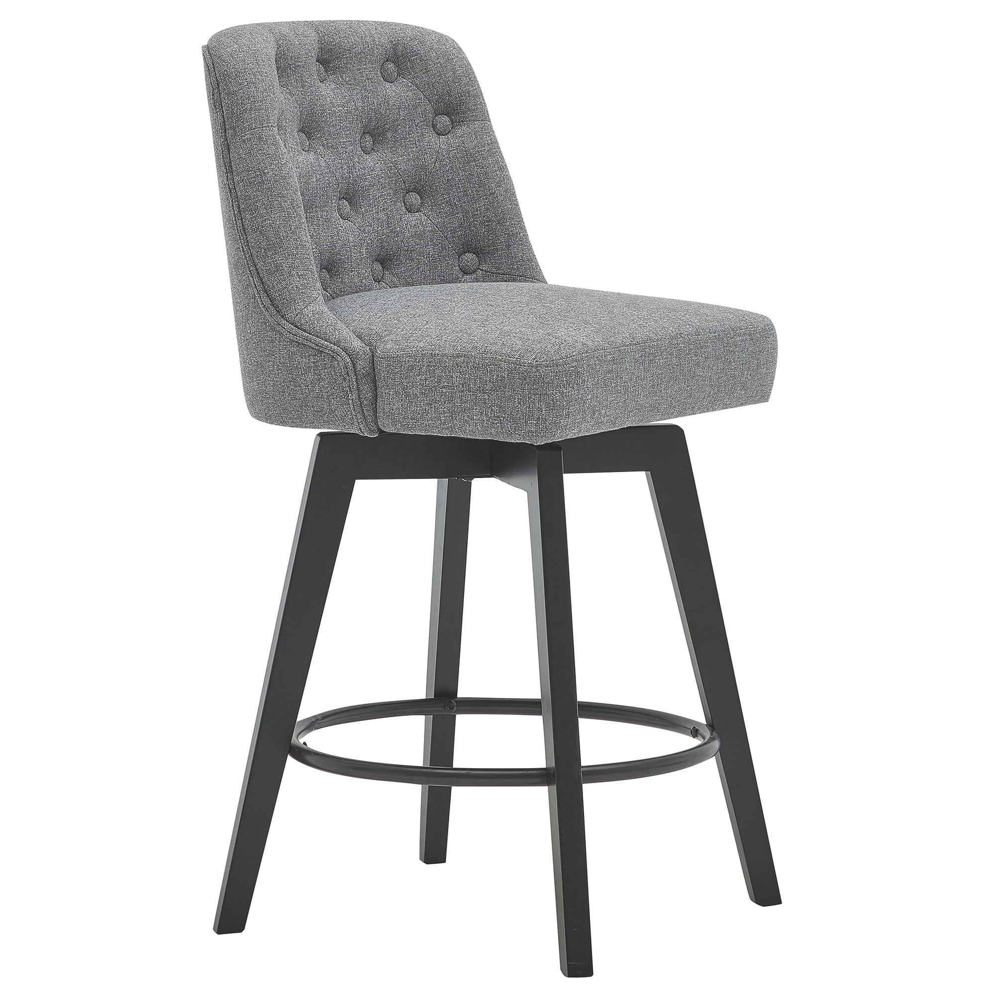 MINCETA Bar Stools,30" 360 Free Swivel Upholstered Bar Stool with Back-Performance Fabric in Gray