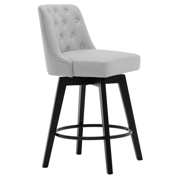 MINCETA Counter Stool,26" 360 Free Swivel Upholstered Bar Stool with Back-PU in Light Gray
