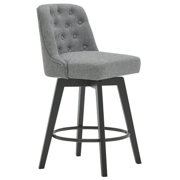 MINCETA Counter Stool,26" 360 Free Swivel Upholstered Bar Stool with Back-Performance Fabric in Gray