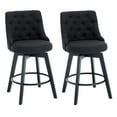 thumbnail image 1 of MINCETA Counter Stools,26" 360 Free Swivel Bar Stools,Modern Counter Height Upholstered Backrest Barstools with Button Tufted,Wooden Kitchen Stools Set of 2,Performance Fabric in Charcoal Gray, 1 of 5