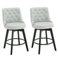 thumbnail image 1 of MINCETA Counter Stools,26" 360 Free Swivel Bar Stools,Modern Counter Height Upholstered Backrest Barstools with Button Tufted,Wooden Kitchen Stools Set of 2,PU Leather in Light Gray, 1 of 5