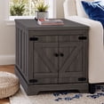 thumbnail image 1 of MINCETA End Tables with Charging Station,25" Farmhouse Wooden Sofa Side Table with Storage,Square Adjustable Shelf End Table for Living Room,Espresso, 1 of 6