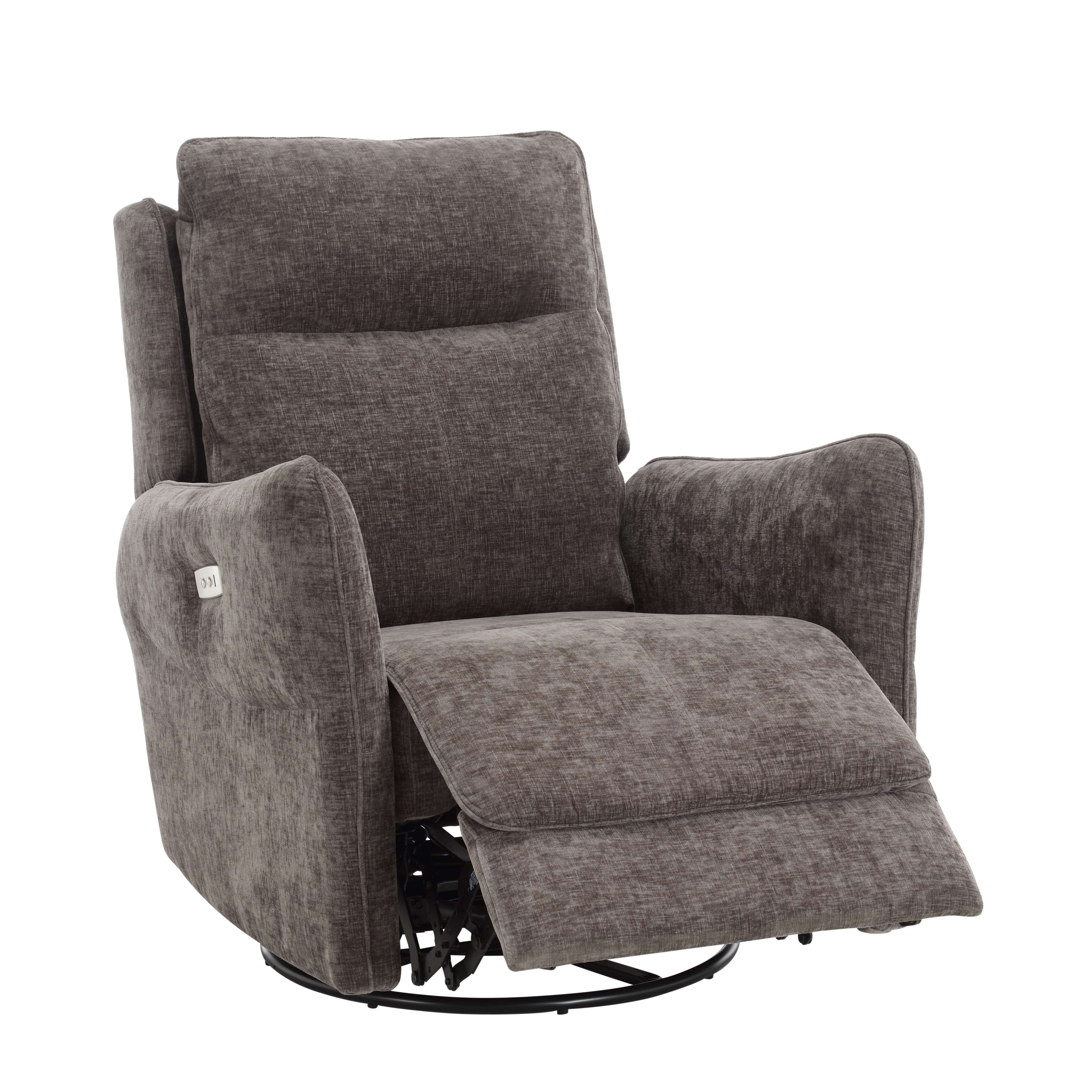 MINCETA Power Recliner Chairs,Modern Upholstered 270 Swivel Nursery Rocker Glider Recliner for Living Room,Chenille Velvet in Dark Gray