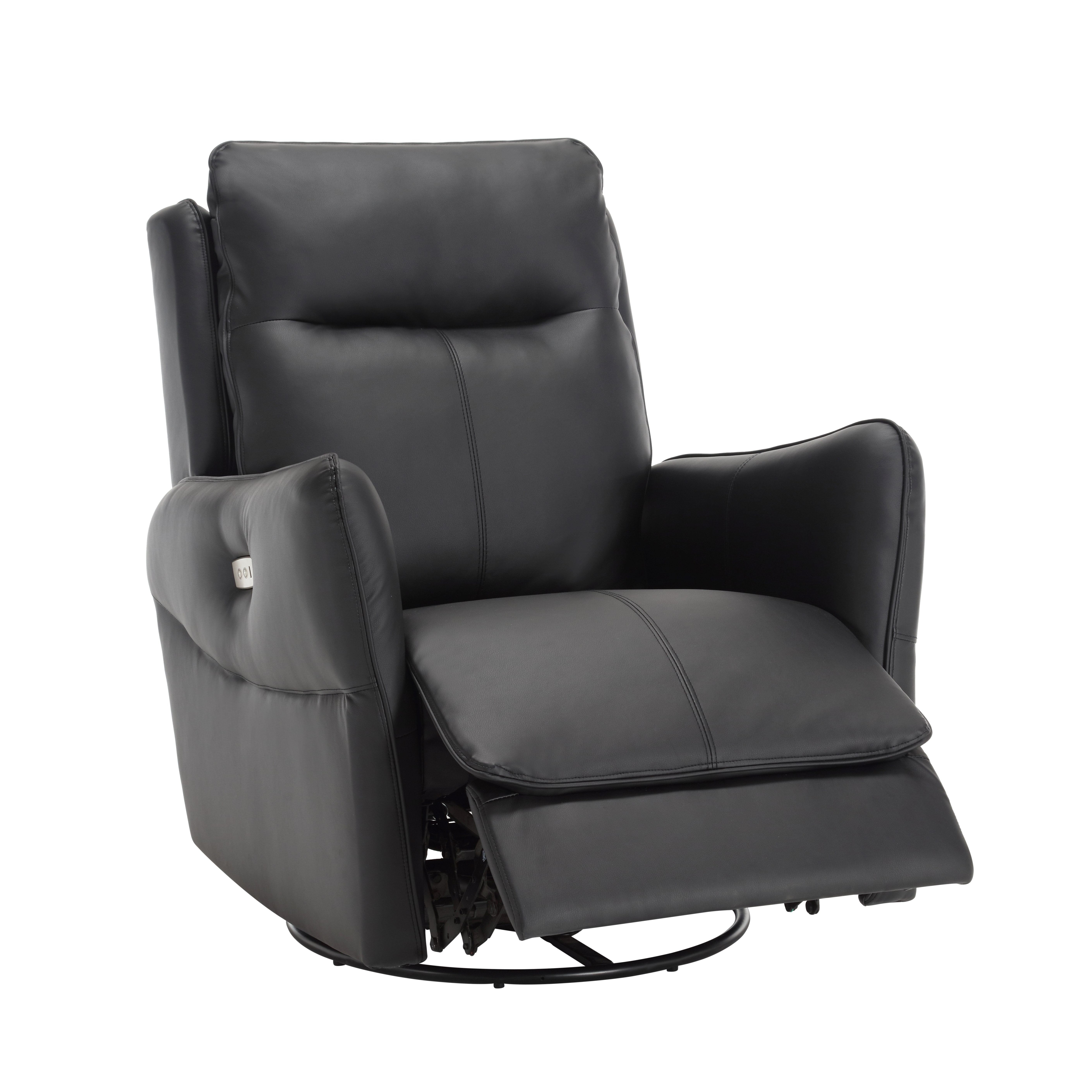 MINCETA Power Recliner Chairs,Modern Upholstered 270 Swivel Nursery Rocker Glider Recliner for Living Room,PU Leather in Black