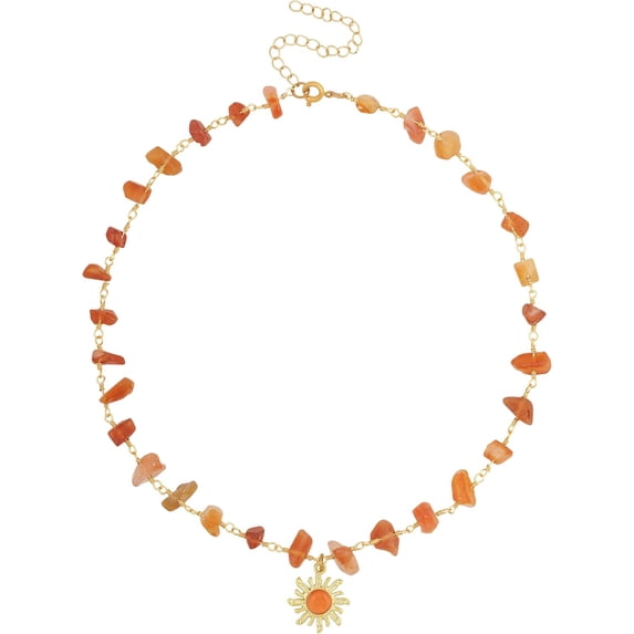 MINCHI Boho Vintage Hippie Gold-Tone Sunburst Stone Choker Necklace – A Symbol of Luck & Harmony, Jewelry Gift for Women