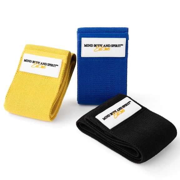 MIND BODY AND SPIRIT 3-Piece Fabric Resistance Bands for Workout, Yoga, Pilates, Strength Training