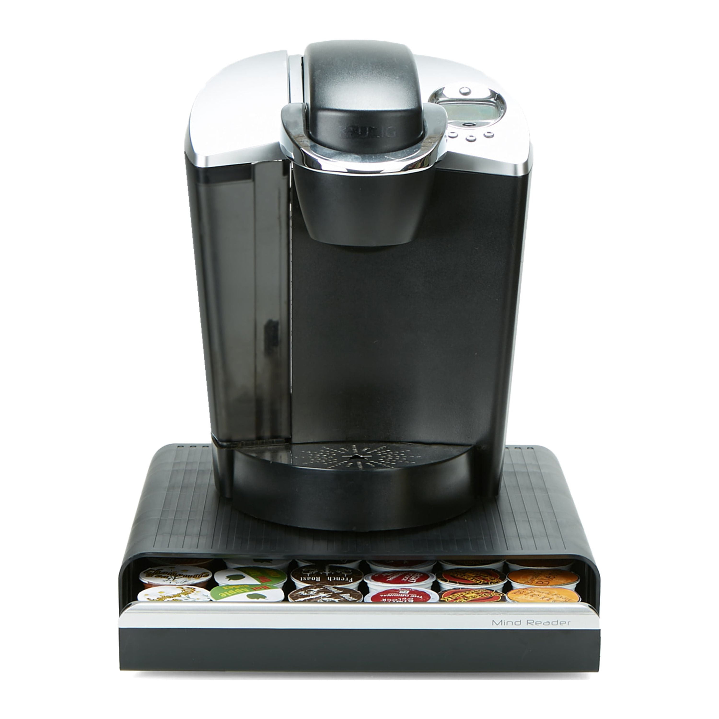 Sleek Black Coffee Pod Holder Drawer for 16 Capsules