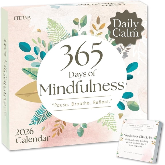 MINDFULNESS Daily Desktop Calendar, Tear Off Calendar with 365 Positive Affirmation Exercises, Self Care Box Calendar Gift for Women, Home or Office