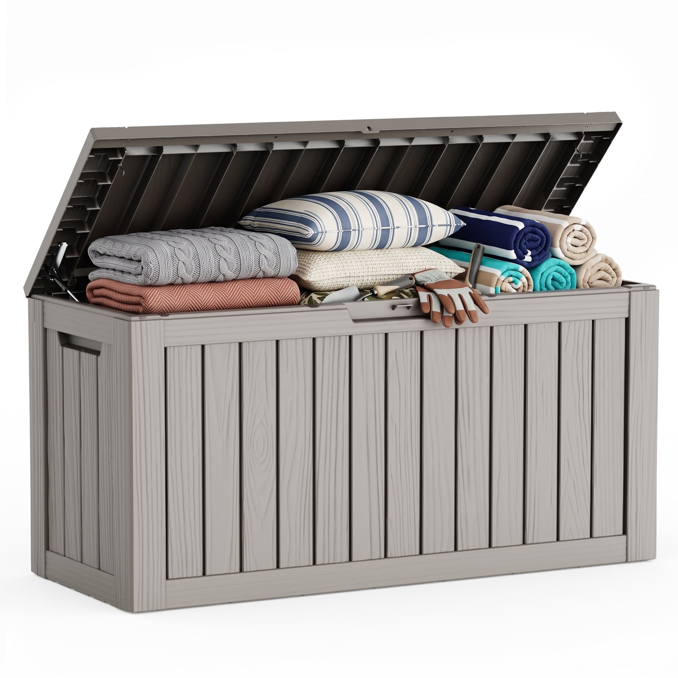 MINDYES 100 Gallon Outdoor Storage Box, Resin Patio Deck Box with ...