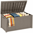 thumbnail image 1 of MINDYES 210 Gallon Resin Deck Box, 3-IN-1 Outdoor Storage Cabinet for Locker, Stool & Table, Beige, 1 of 8