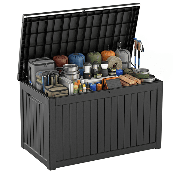 MINDYES 230 Gallon Outdoor Waterproof Storage Box Package Delivery Deck Boxes For Outside Toys Patio Pool