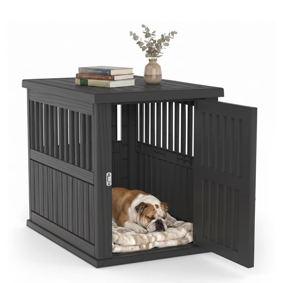 MINDYES 30" Dog Crate Furniture, Medium Small Dog Cage with Locking for Indoor, Black