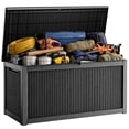 thumbnail image 1 of MINDYES 300 Gallon Wicker Deck Box, Outdoor Storage for Patio Furniture Cushions, Pool Equipment & All Tools, Black, 1 of 8